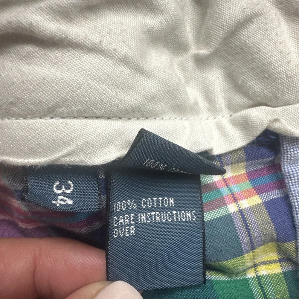 VTG Y2K Polo Ralph Lauren Indian Madras Plaid Shorts Mens 34 Preppy 9